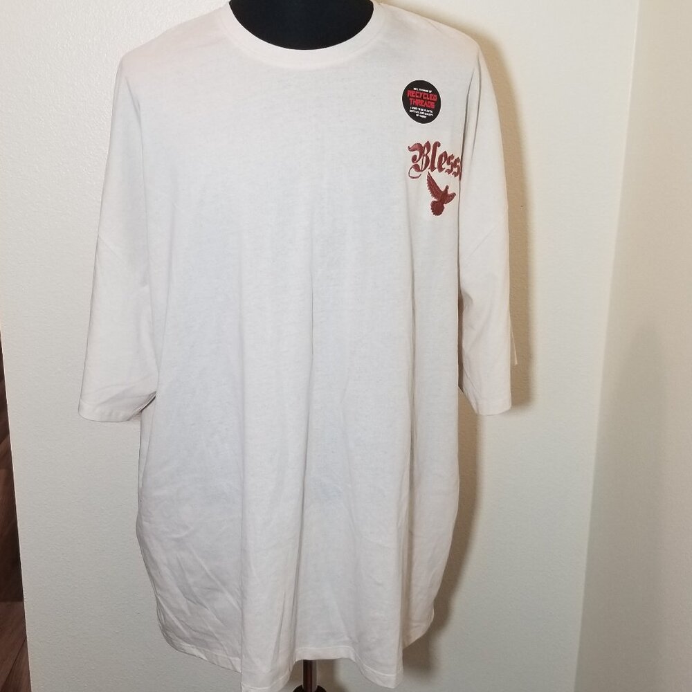 Rebellious Culture Blessed Embroidered Cream Mens Shirt 5X White Doves NWT